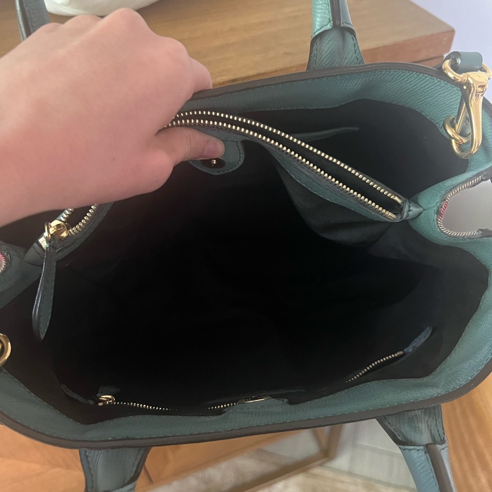 BURBERRY Teal Pebbled Leather Medium Tote - Picture 8 of 13